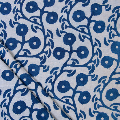 Softest Floral Blue Indigo Print Cotton Fabric