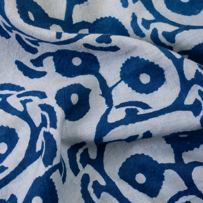Softest Floral Blue Indigo Print Cotton Fabric