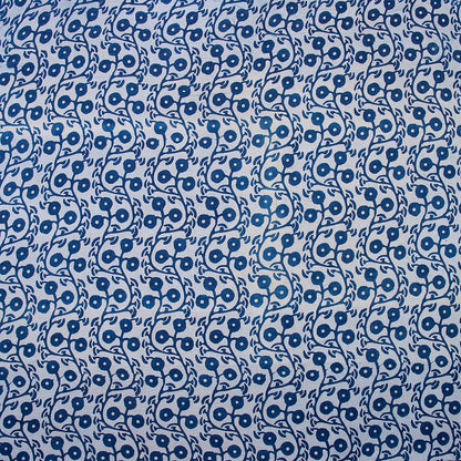Softest Floral Blue Indigo Print Cotton Fabric