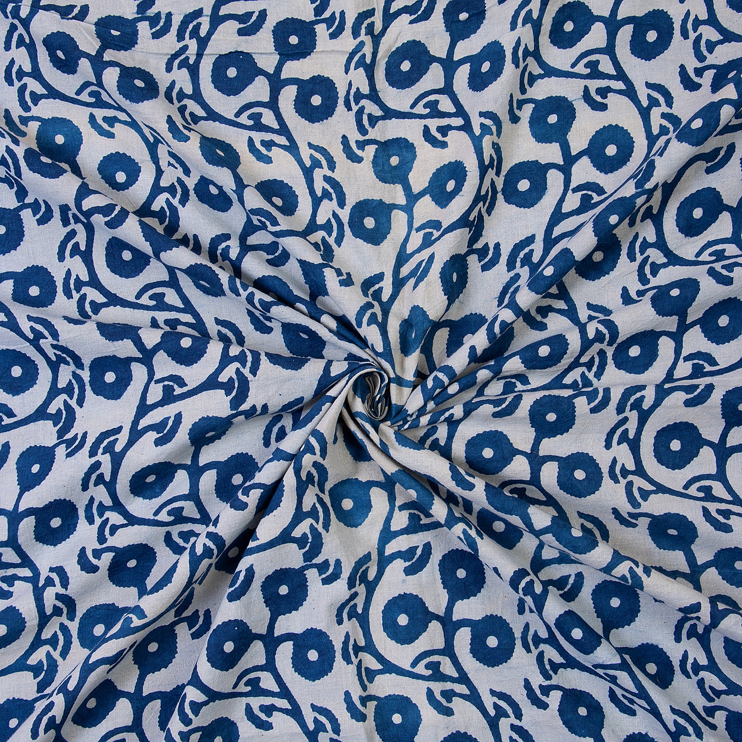 Softest Floral Blue Indigo Print Cotton Fabric