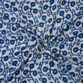 Softest Floral Blue Indigo Print Cotton Fabric