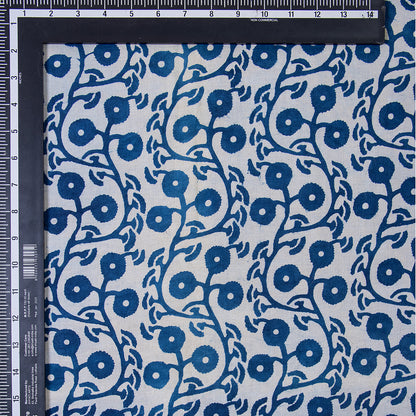 Softest Floral Blue Indigo Print Cotton Fabric