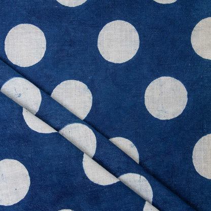Softest Indigo Blue Polka Dots Cotton Yard Fabric