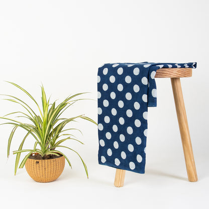 Softest Indigo Blue Polka Dots Cotton Yard Fabric