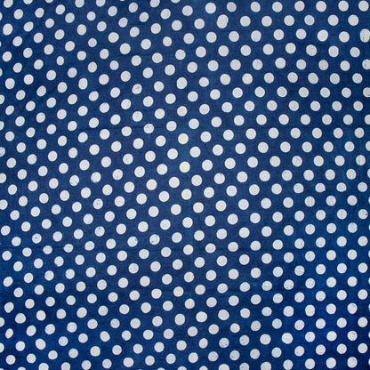 Softest Indigo Blue Polka Dots Cotton Yard Fabric