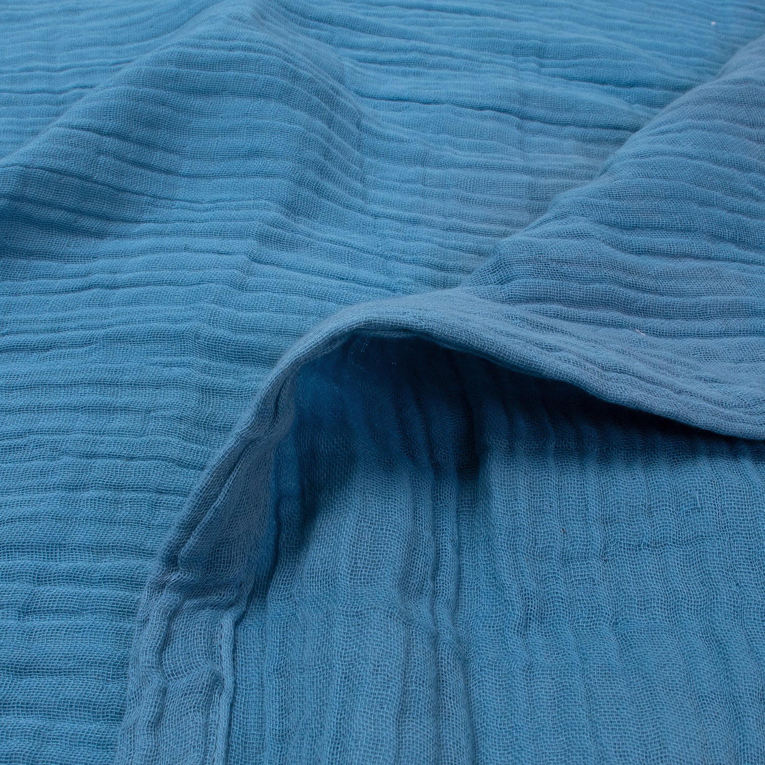 Solid Blue Cotton Gauze Blanket Throw