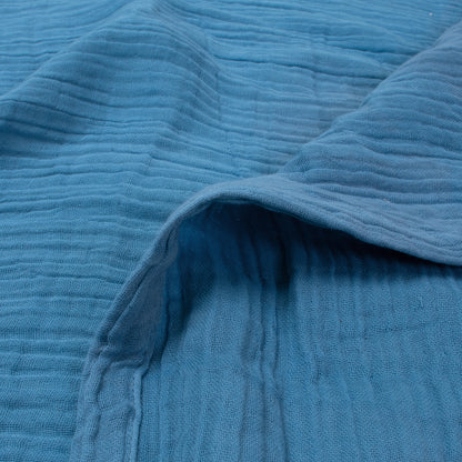 Solid Blue Cotton Gauze Blanket Throw