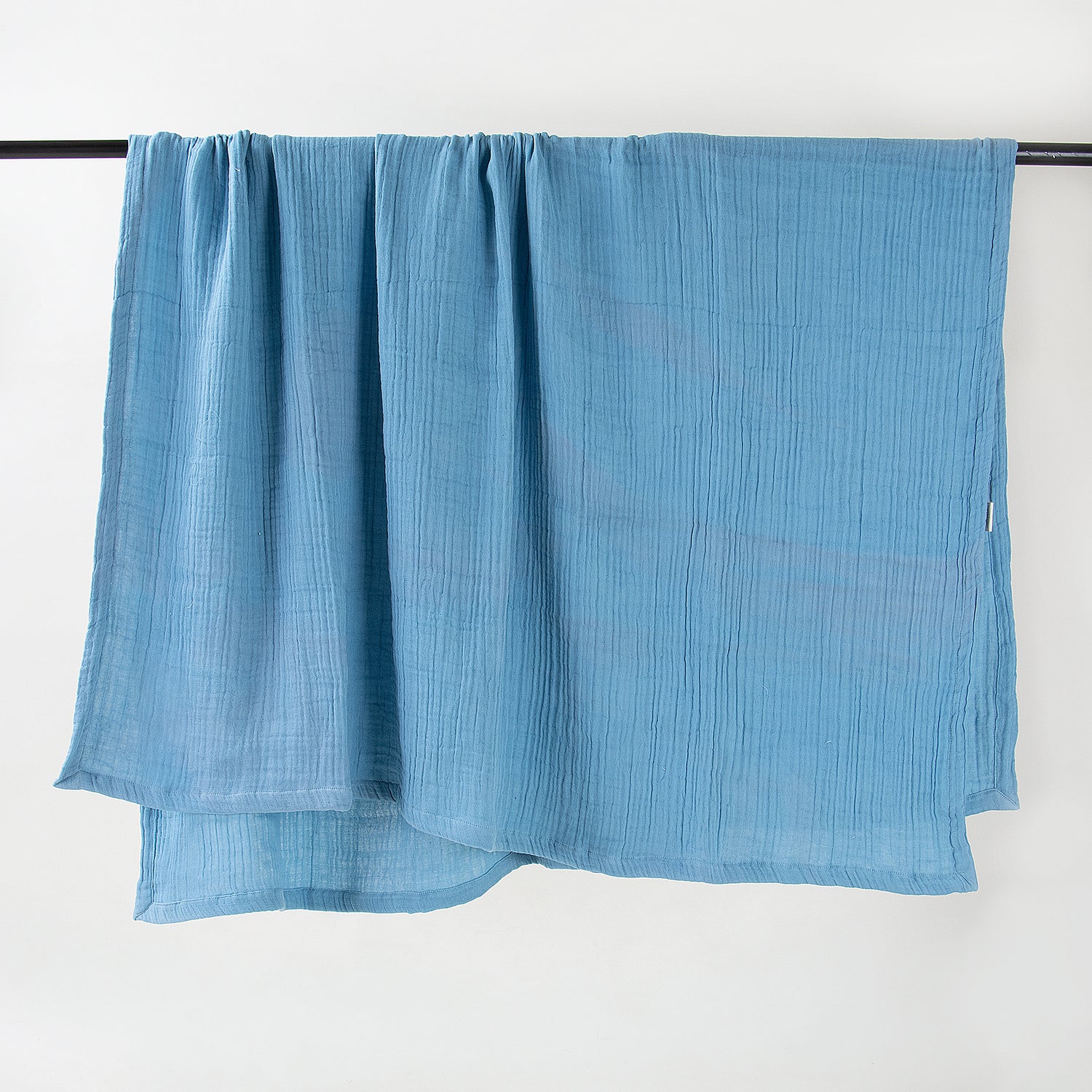 Solid Blue Cotton Gauze Blanket Throw