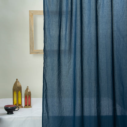 Solid Blue Hand Dyed Cotton Drapes and Curtains