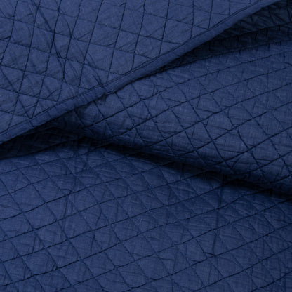 Solid Blue Hand Dyed Cotton Machine Quilt with Pillow Covers