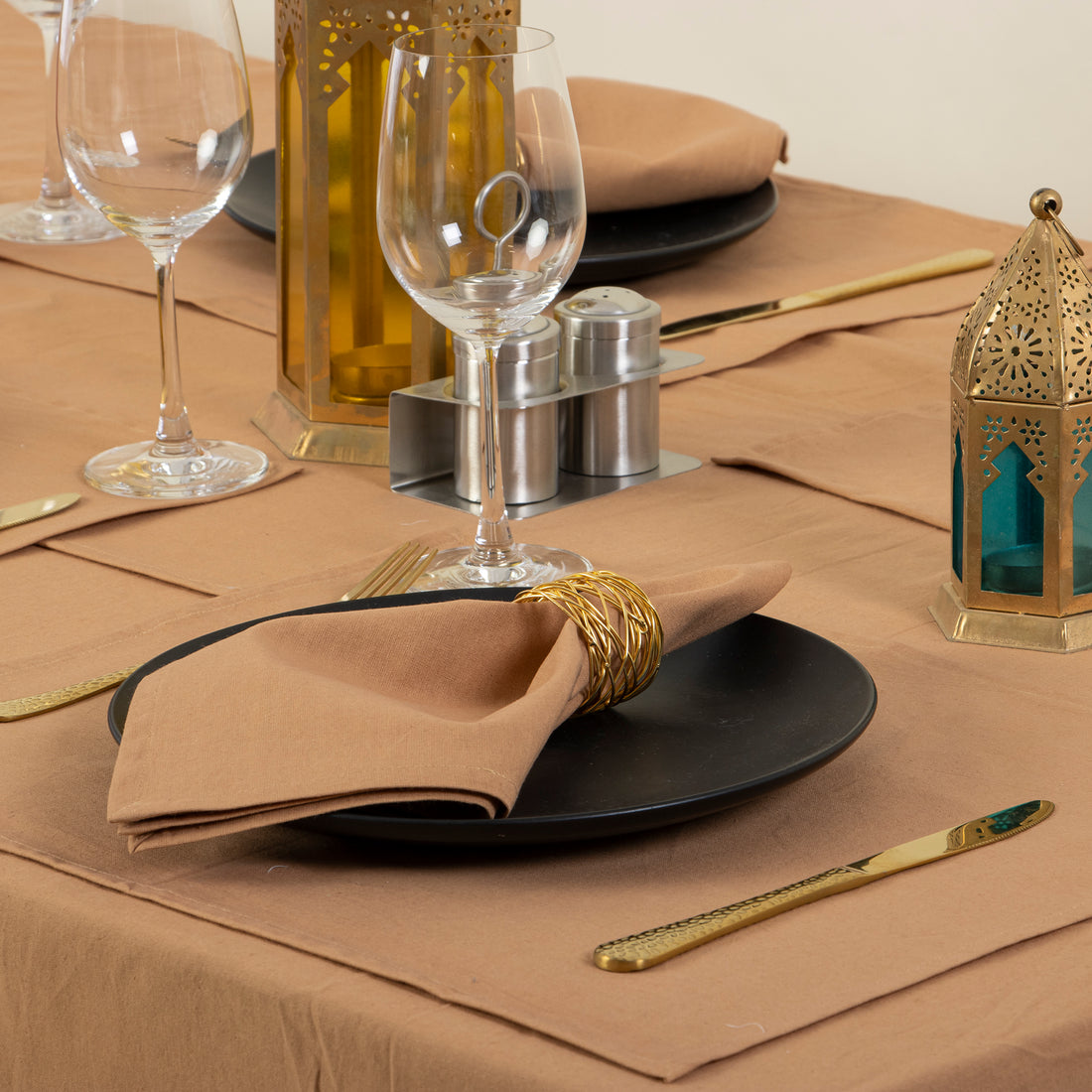 Solid Brown Indian Handmade Pure Cotton Dinner Cloth Table Covers