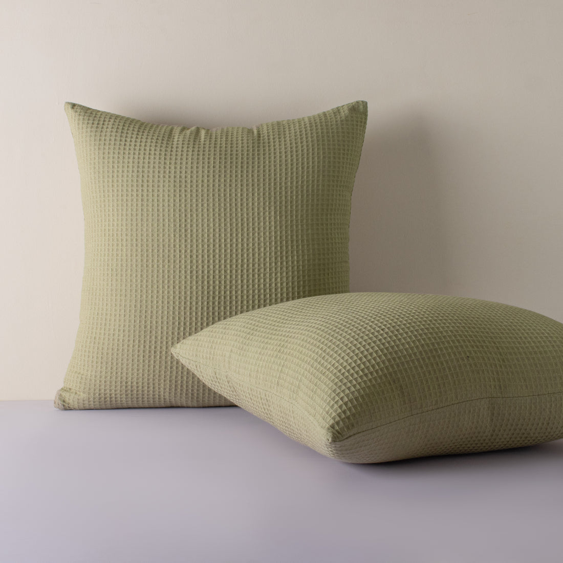 Solid Green Best Cotton Waffle Cushion Cover