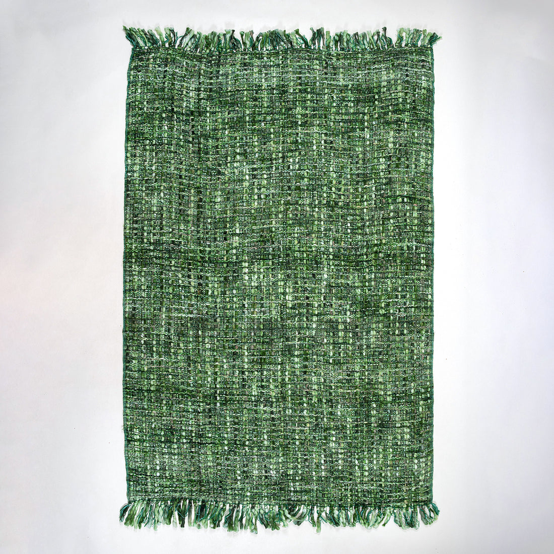Solid Green Reversible Cotton Acrylic Throw Blankets