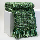 Solid Green Reversible Cotton Acrylic Throw Blankets