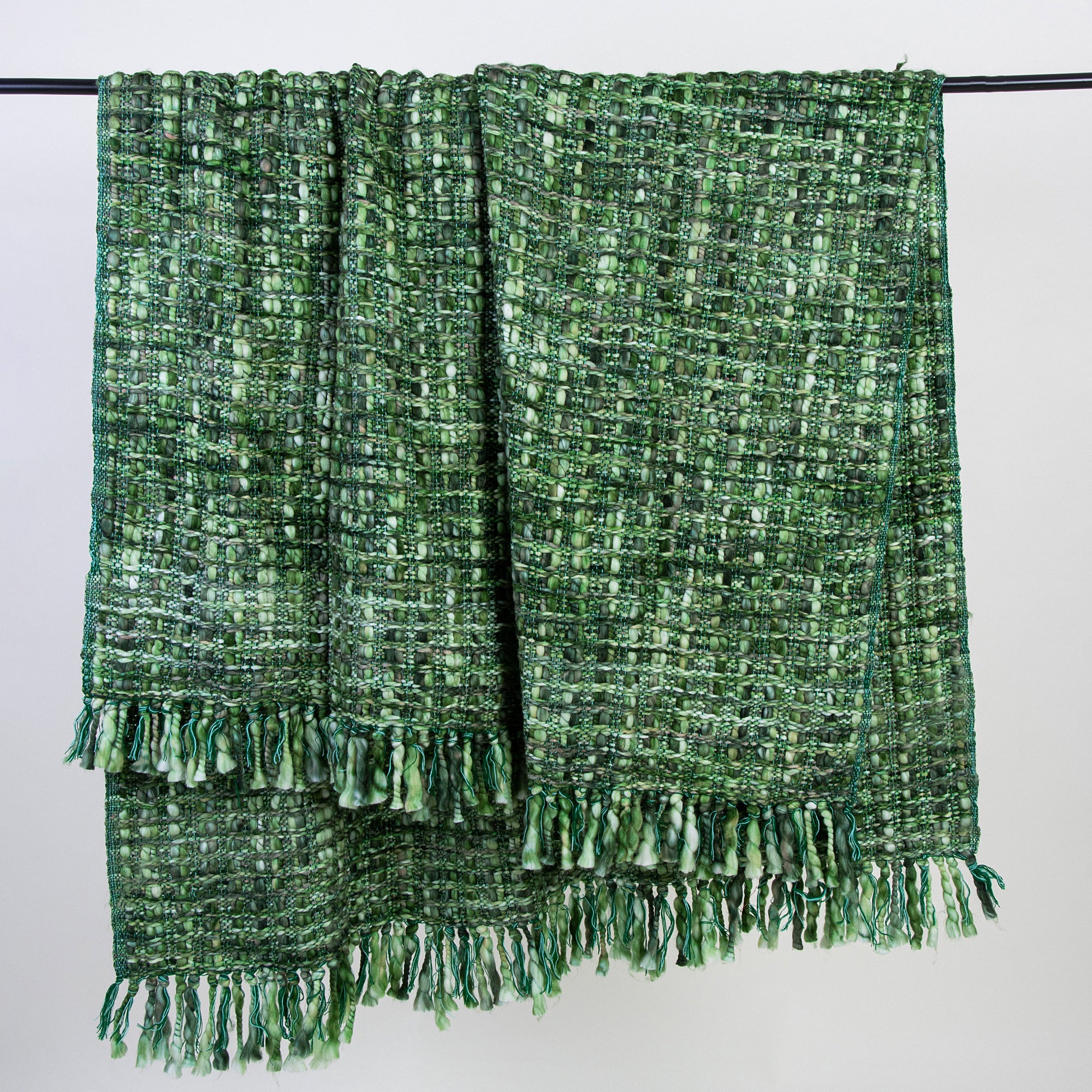 Solid Green Reversible Cotton Acrylic Throw Blankets