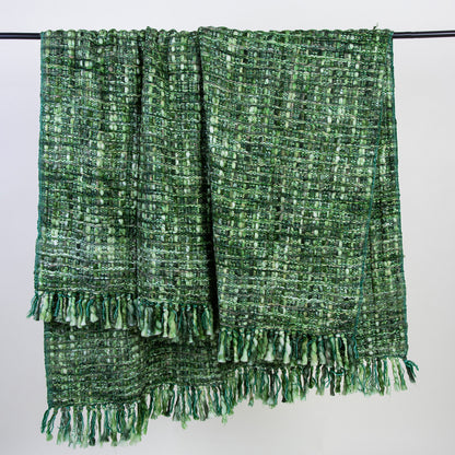 Solid Green Reversible Cotton Acrylic Throw Blankets