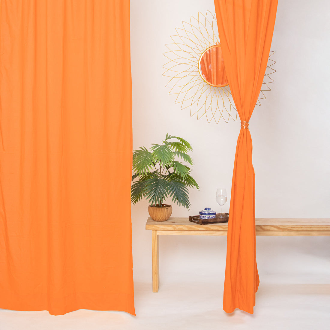 Solid Orange Cotton Curtains For Living Room