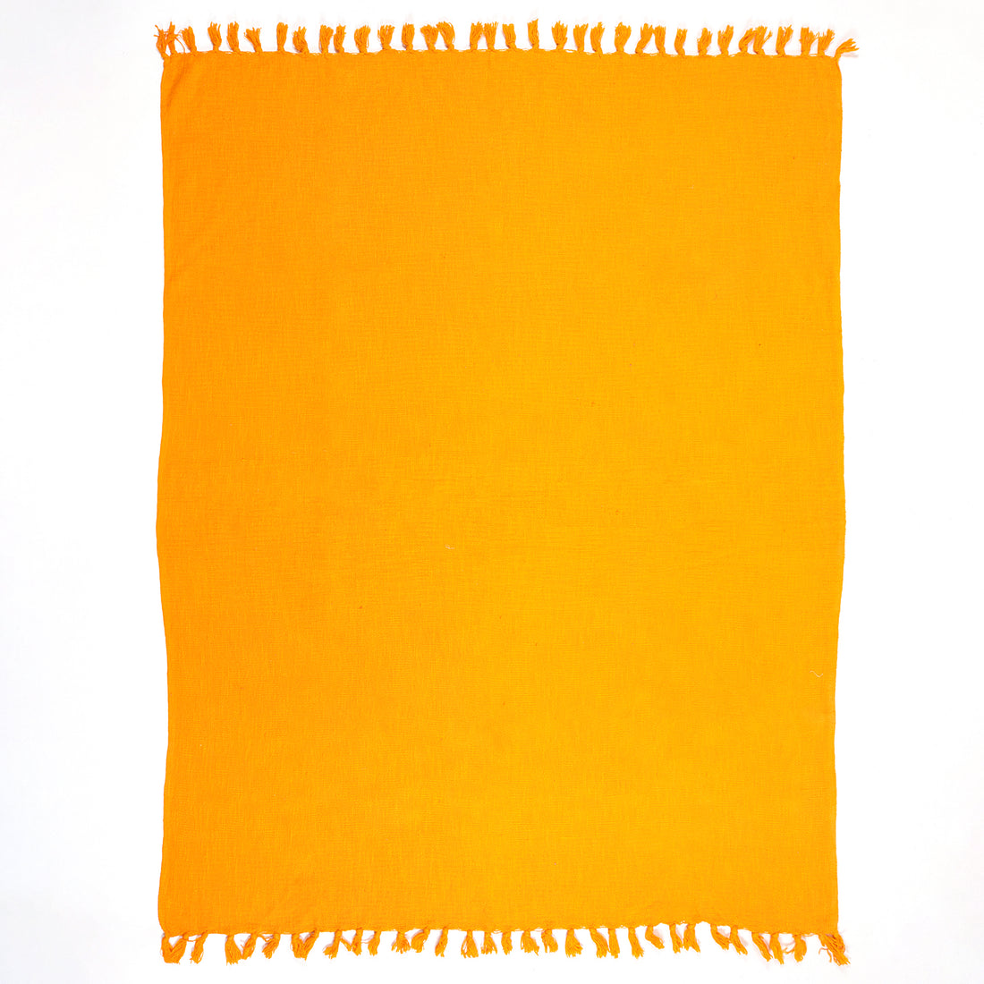 Solid Orange Cotton Indian Premium Throw for Sofa