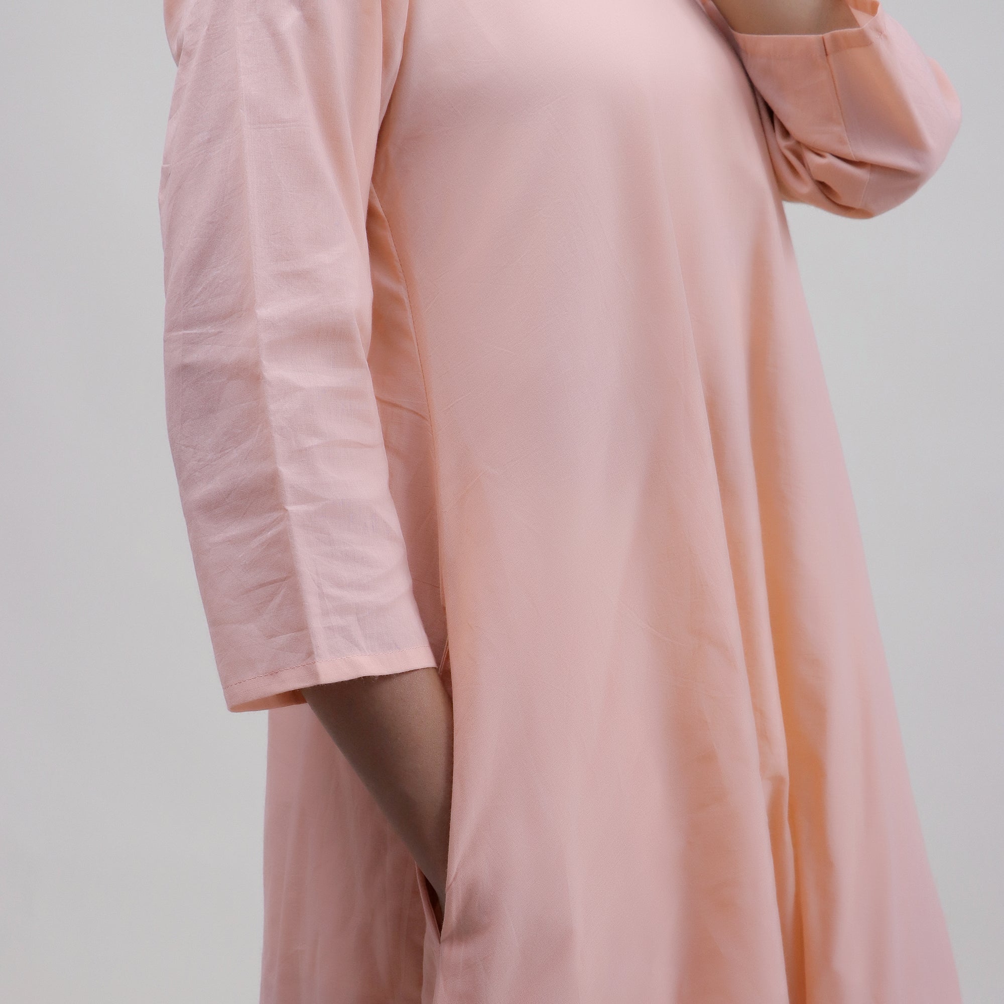 Solid Peach Color Indian Handmade Ladies Kaftan Dress