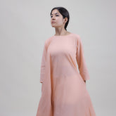Solid Peach Color Indian Handmade Ladies Kaftan Dress