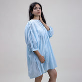 Solid Sky Blue Hand Dyed Cotton Summer Midi Dress