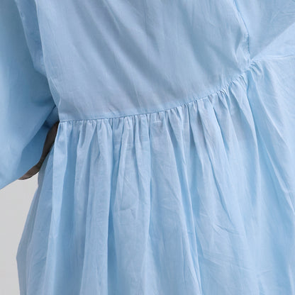 Solid Sky Blue Hand Dyed Cotton Summer Midi Dress