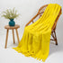 Solid Yellow Cotton Indian Throw Blanket for Sofa
