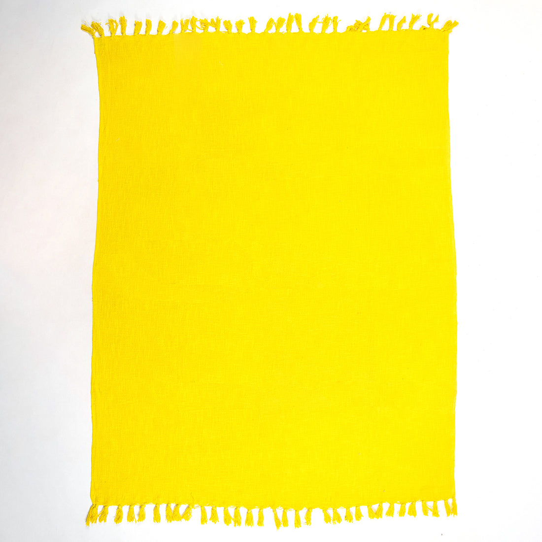 Solid Yellow Cotton Indian Throw Blanket for Sofa