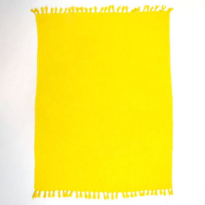 Solid Yellow Cotton Indian Throw Blanket for Sofa