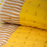 Solid Yellow Hand Stitched Reversible Kantha Quitl Blanket