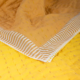 Solid Yellow Hand Stitched Reversible Kantha Quitl Blanket