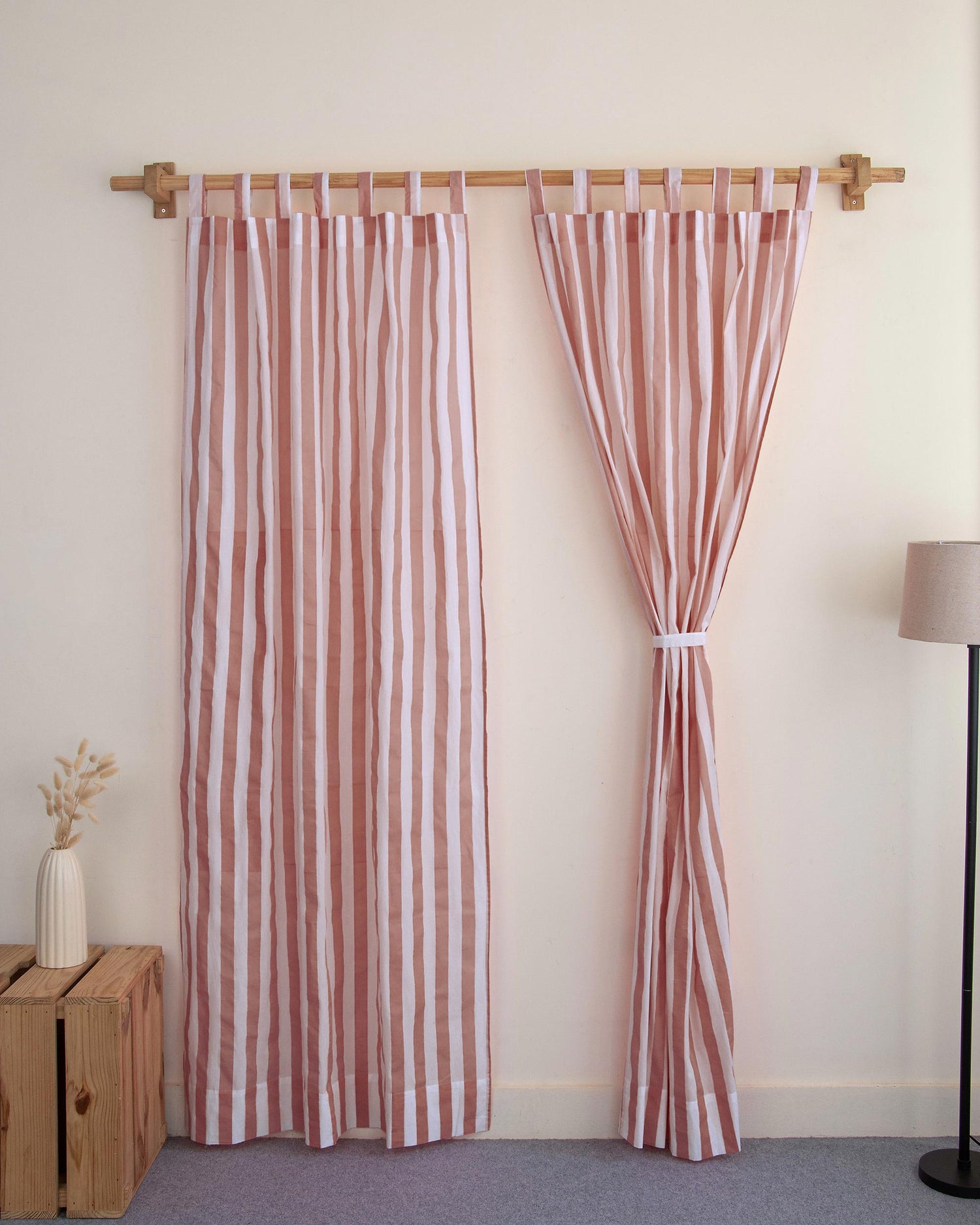 Stripe Block Printed Cotton Curtains Windows