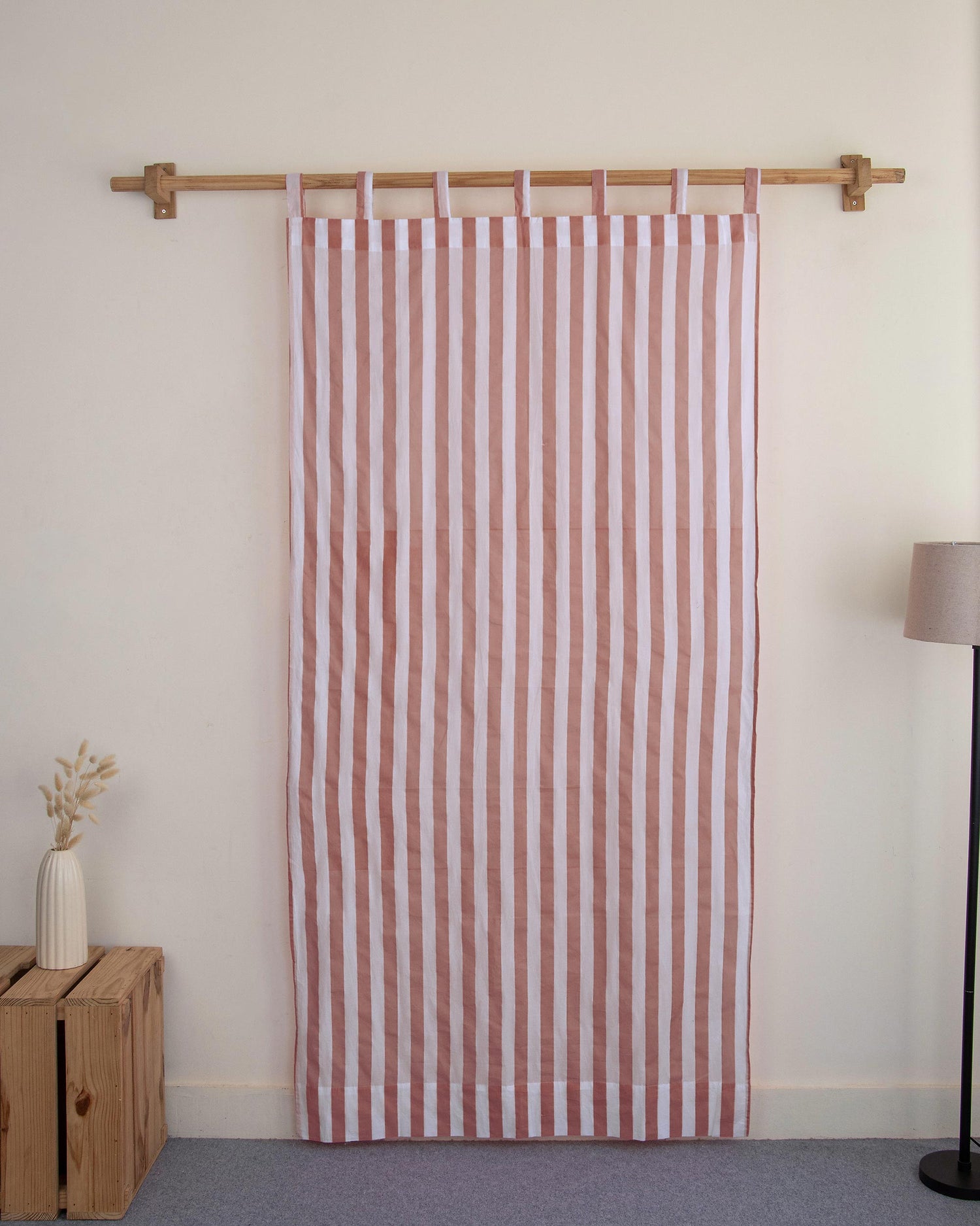 Stripe Block Printed Cotton Curtains Windows