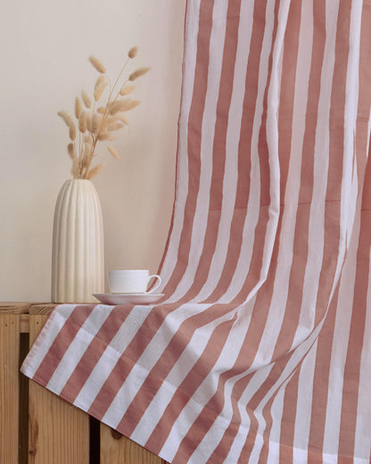 Stripe Block Printed Cotton Curtains Windows