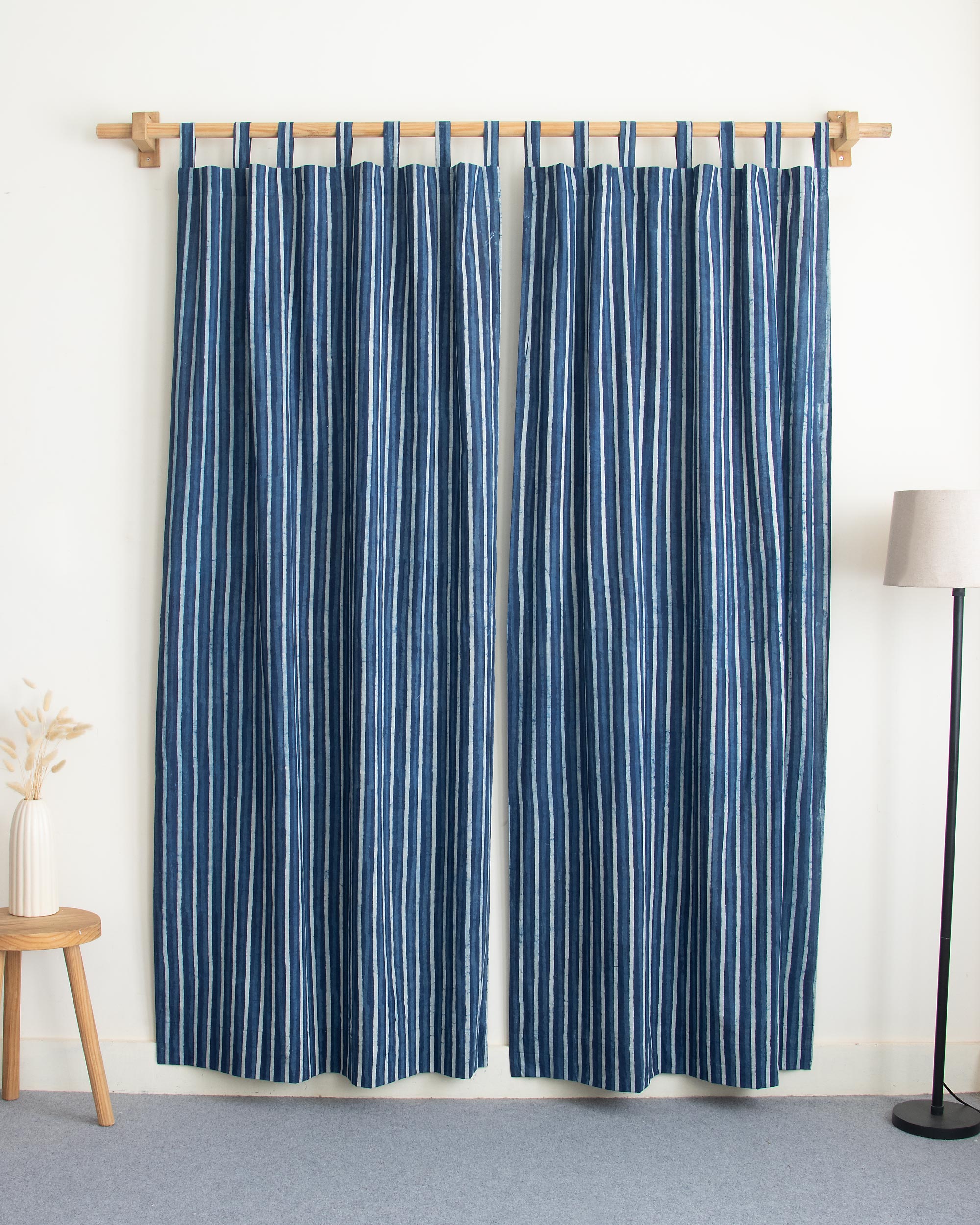 Stripe Block Printed Lightweight Curtains