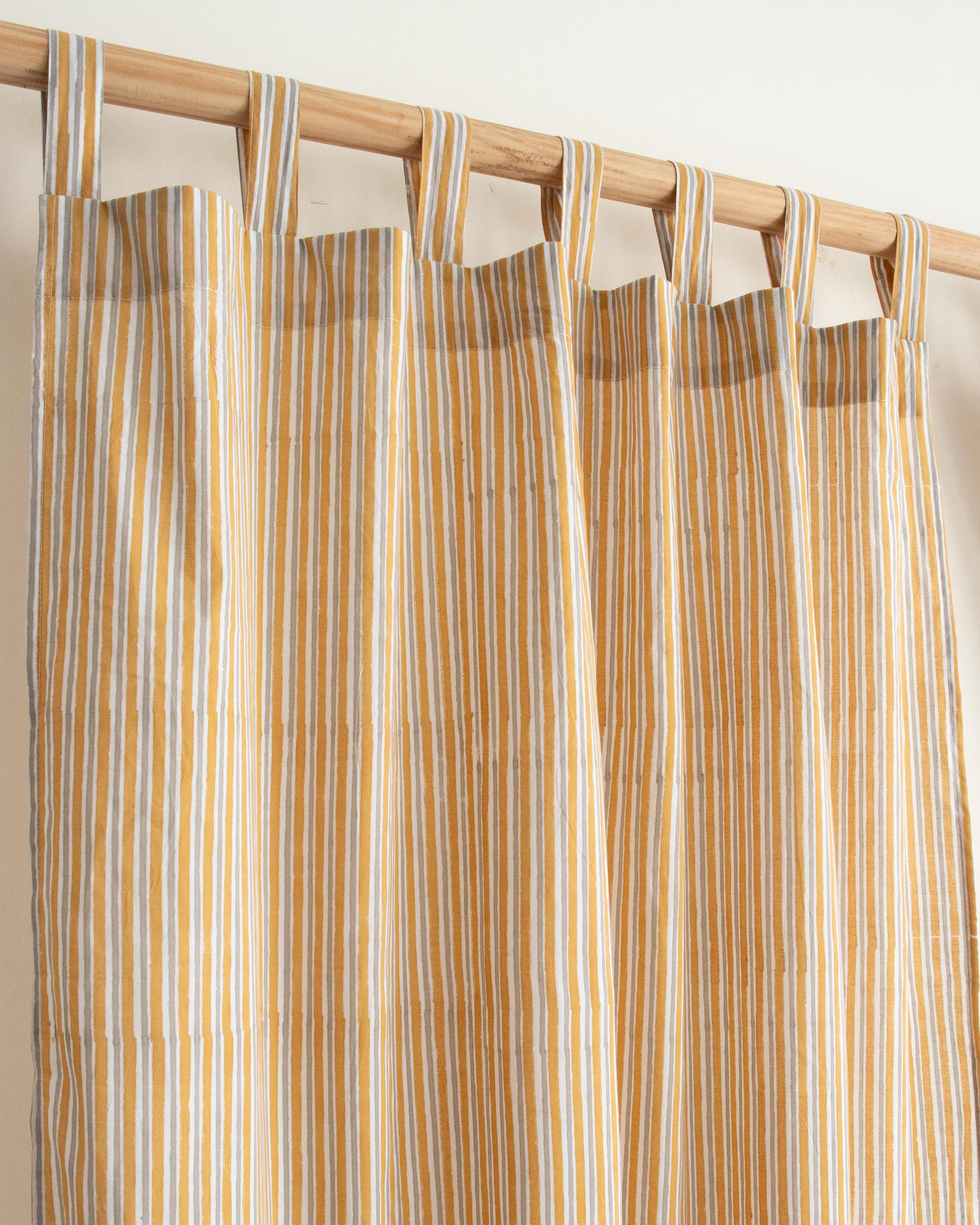 Stripe Block Printed Organic Cotton Curtains in India