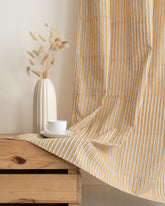 Stripe Block Printed Organic Cotton Curtains in India