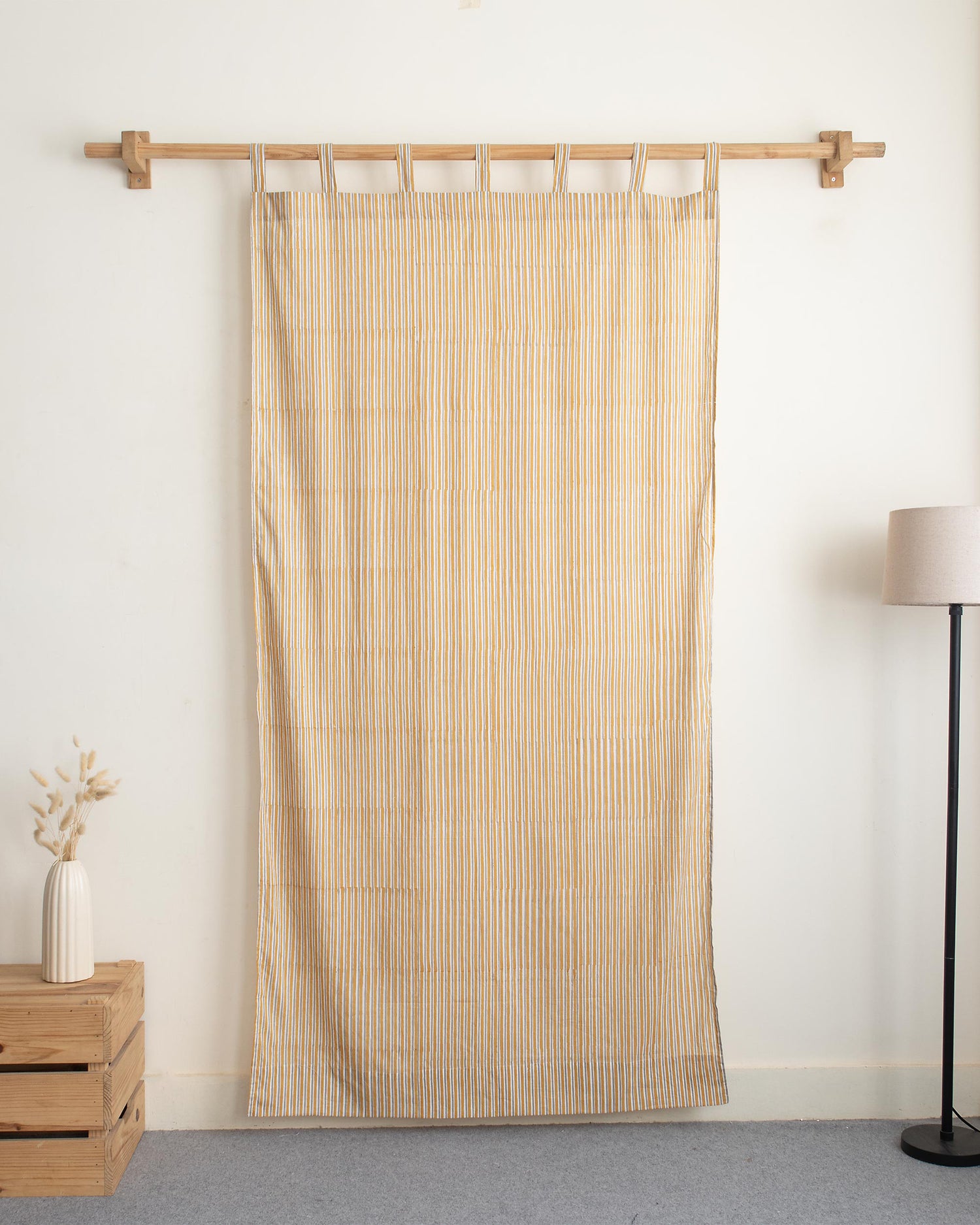Stripe Block Printed Organic Cotton Curtains in India
