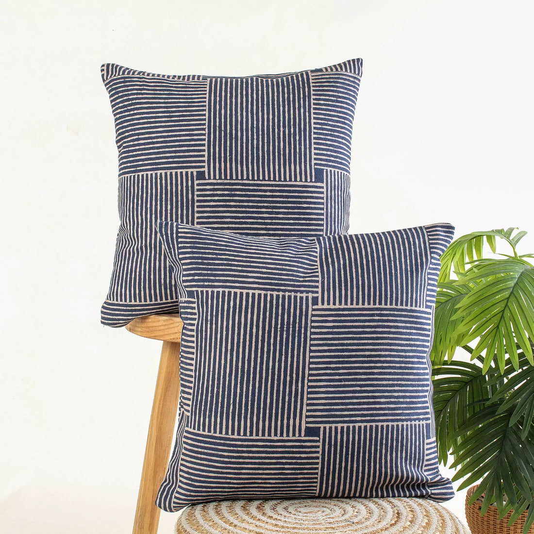 Stripe Pattern Canvas Cushion Cover