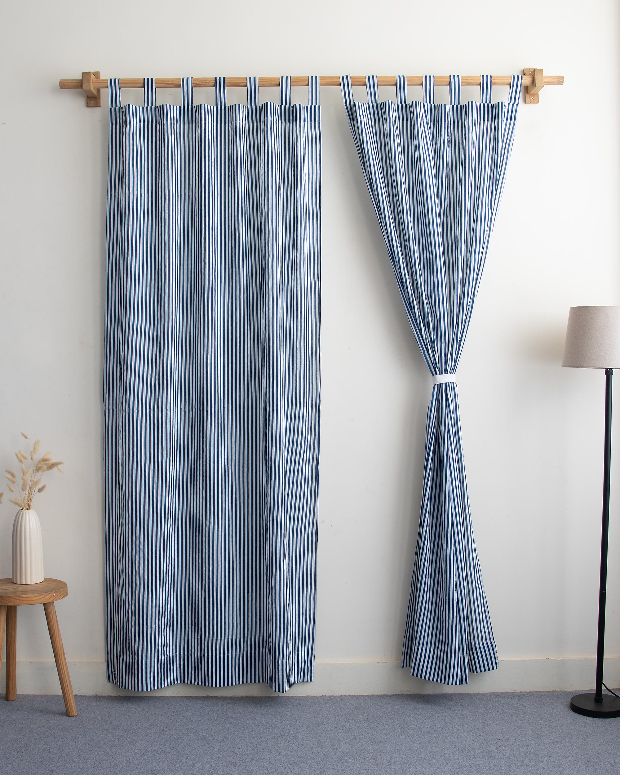 Striped Block Printed Cotton Curtains In India