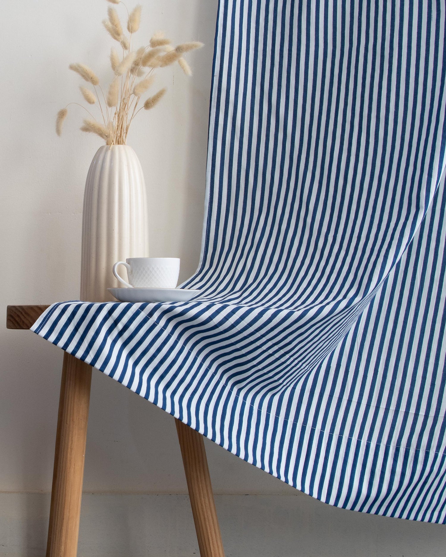 Striped Block Printed Cotton Curtains In India