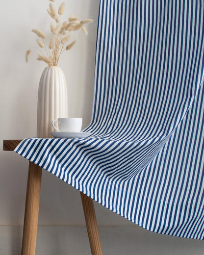 Striped Block Printed Cotton Curtains In India