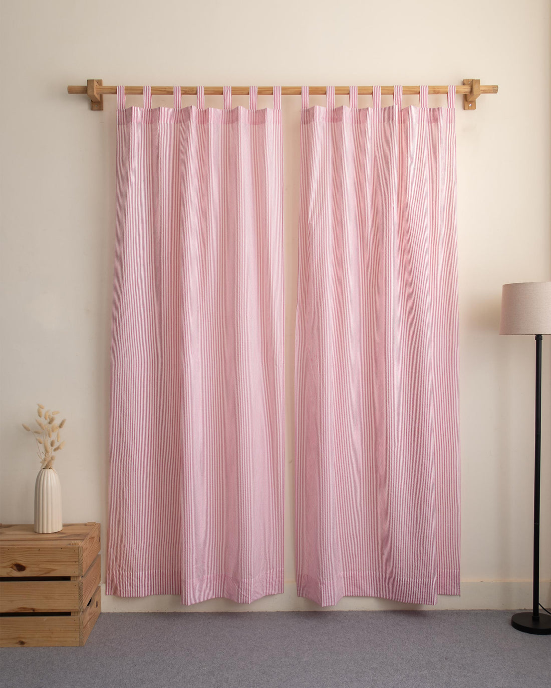 Striped Block Printed Cotton Curtains for Home Decor