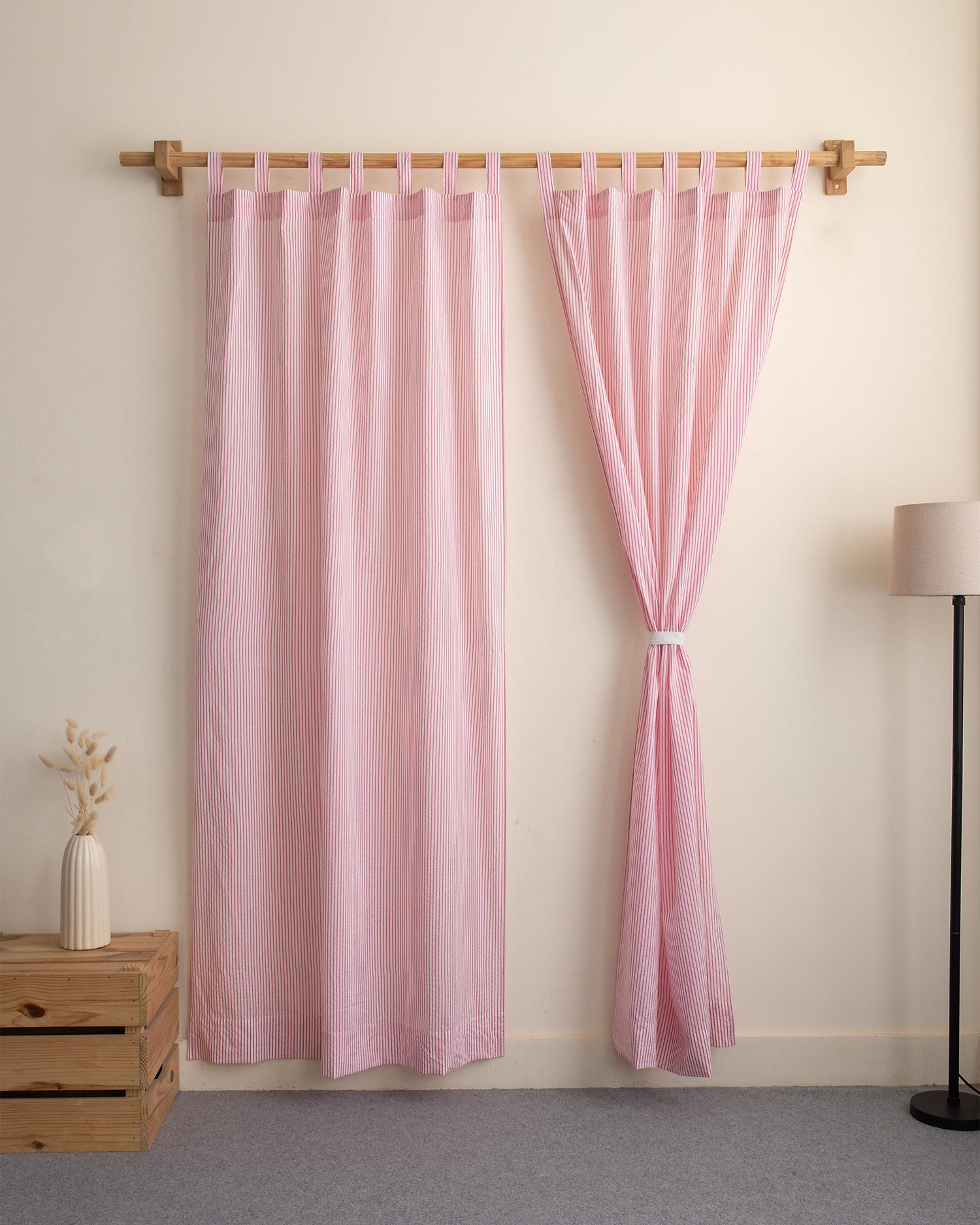 Striped Block Printed Cotton Curtains for Home Decor