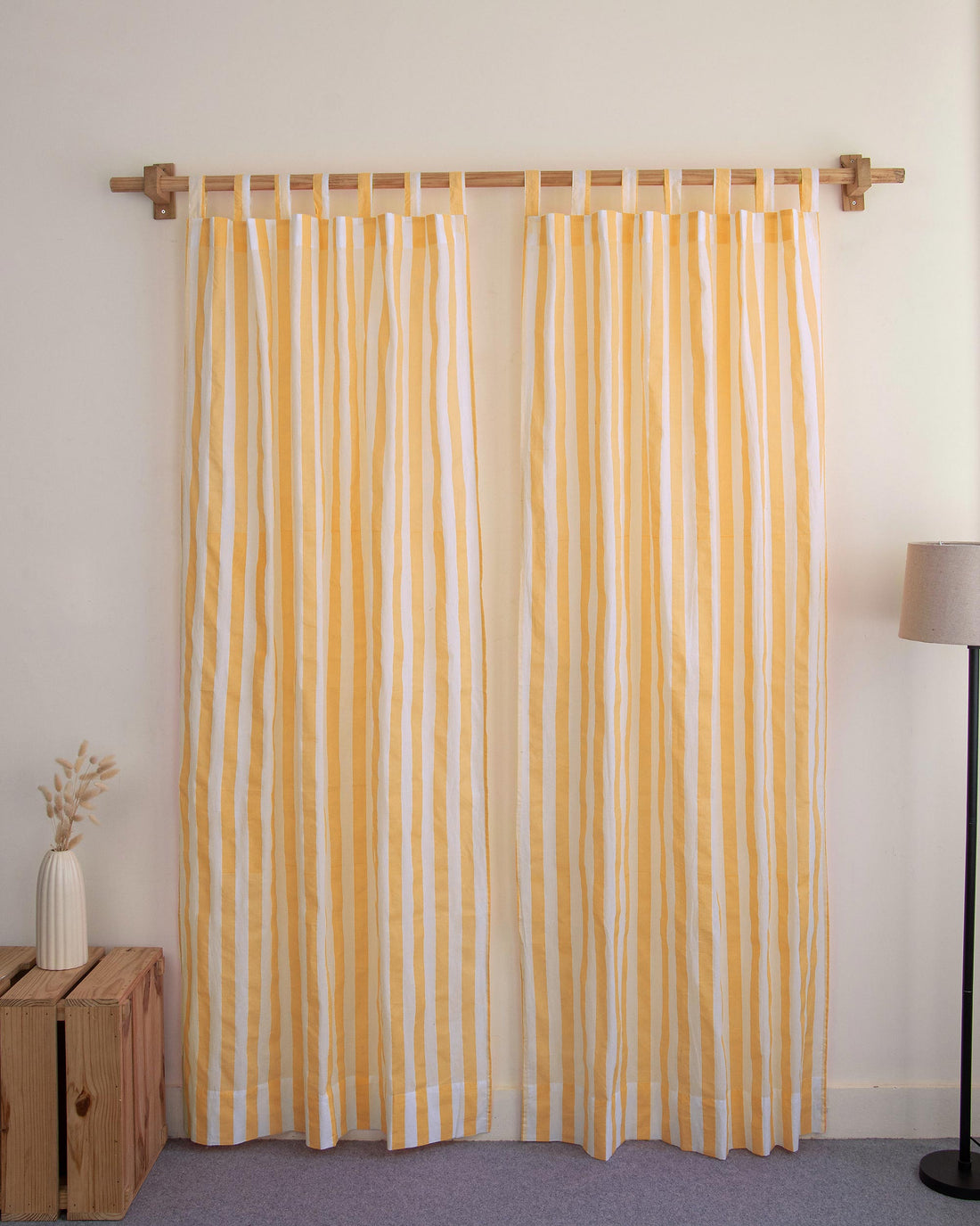 Striped Block Printed Cotton Door Curtains in India