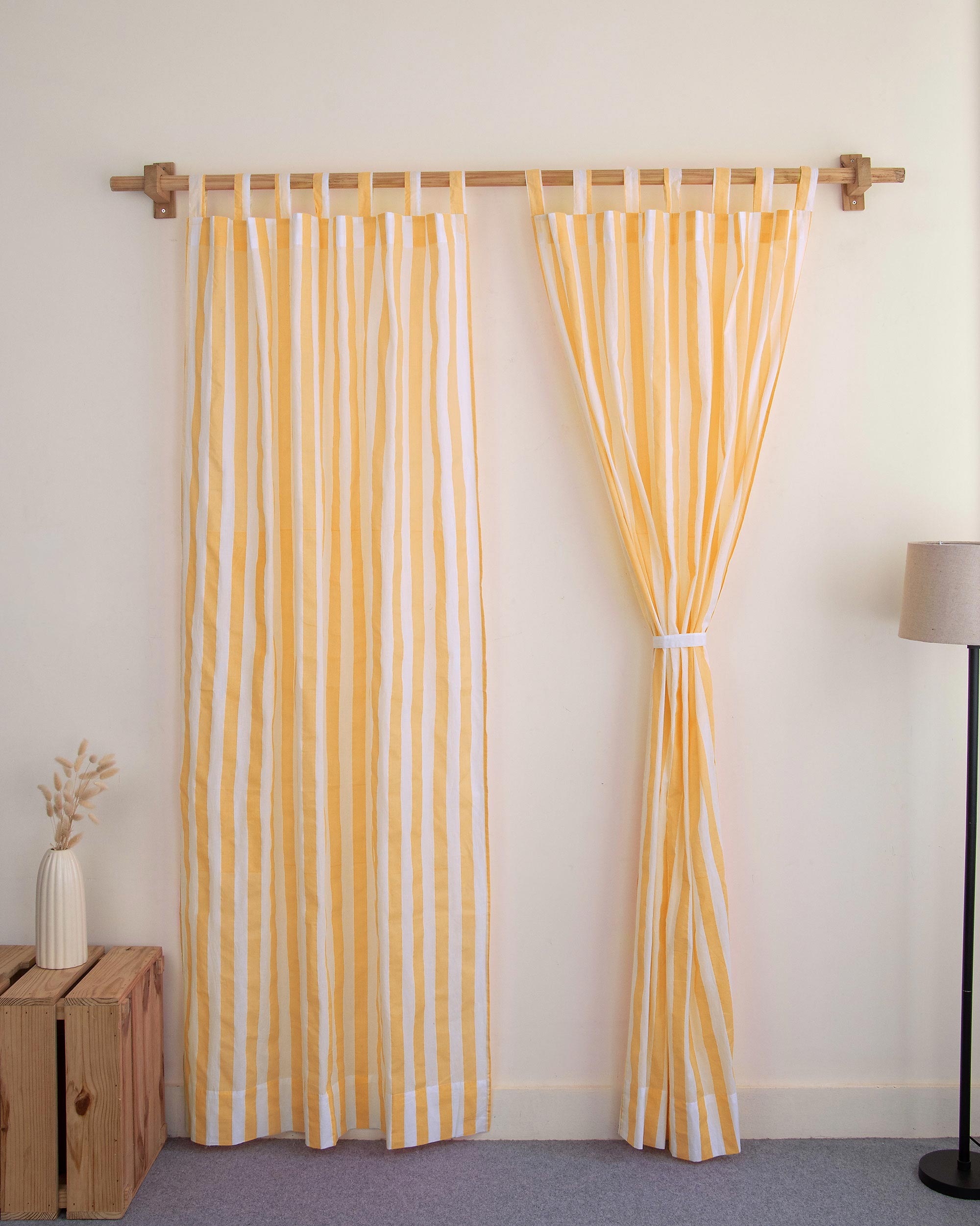 Striped Block Printed Cotton Door Curtains in India