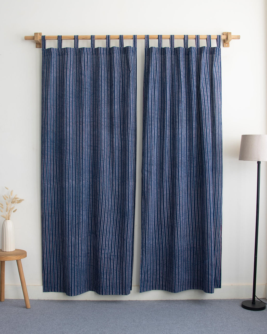 Striped Block Printed Pure Cotton Curtains for Home Decor