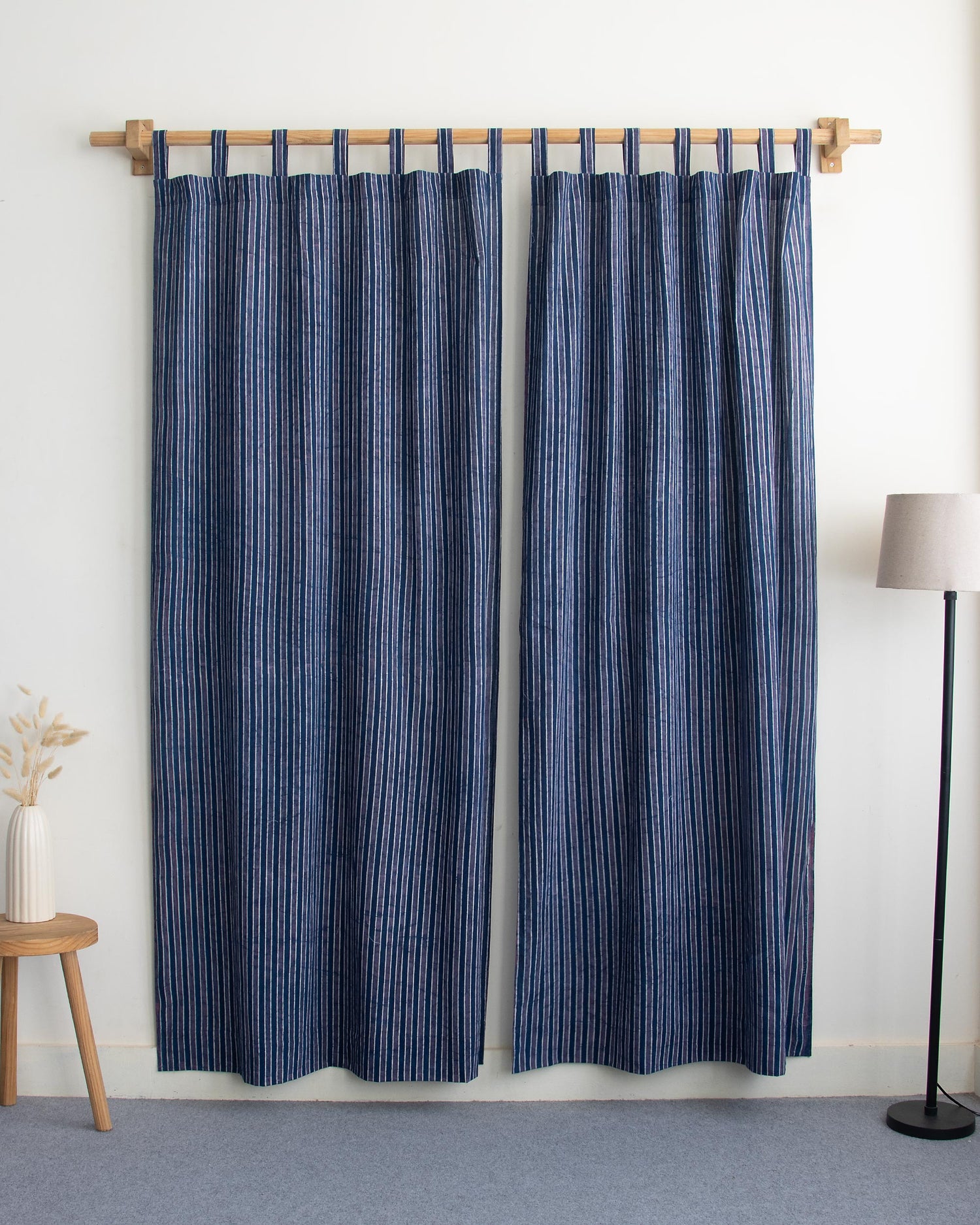 Striped Block Printed Pure Cotton Curtains for Home Decor