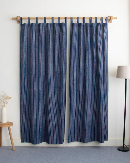 Striped Block Printed Pure Cotton Curtains for Home Decor