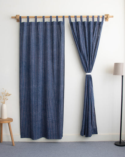 Striped Block Printed Pure Cotton Curtains for Home Decor